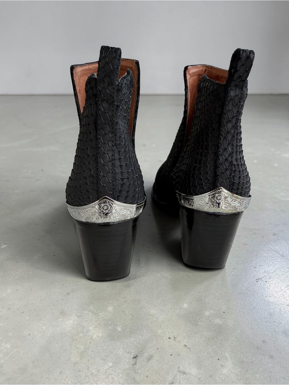 Jeffrey Campbell Cromwell Black Snake Print Cutout Western Ankle Booties - Picture 8 of 15